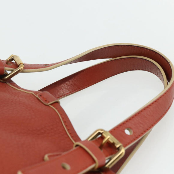 Chloe Ellen Hand Bag Leather Red Gold Auth BA12010A