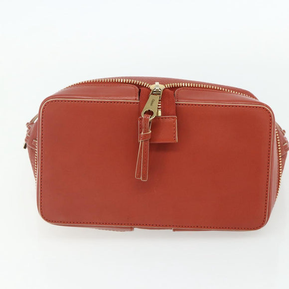Chloe Ellen Hand Bag Leather Red Gold Auth BA12010A