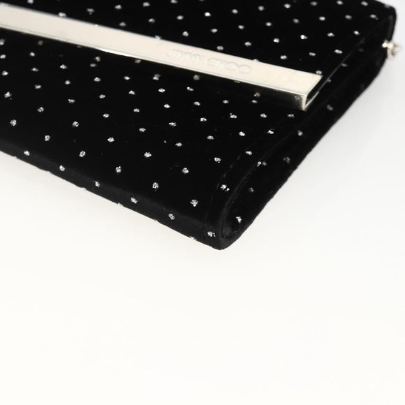 Jimmy Choo Chain Shoulder Bag Velor Black Silver Auth BA12020A