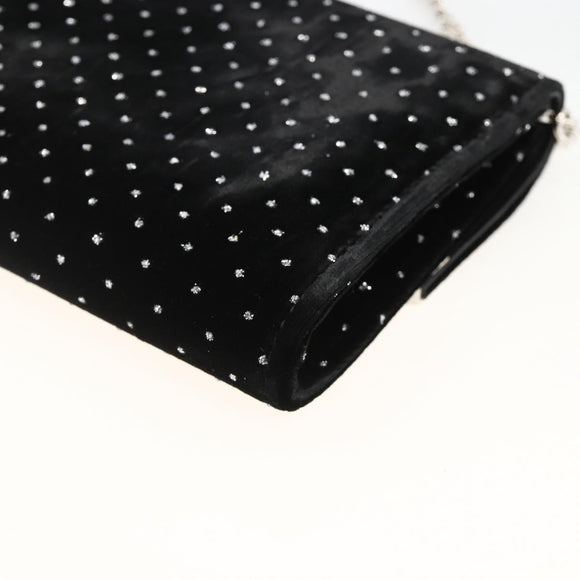 Jimmy Choo Chain Shoulder Bag Velor Black Silver Auth BA12020A