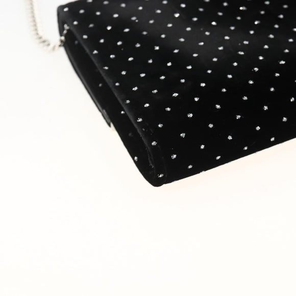 Jimmy Choo Chain Shoulder Bag Velor Black Silver Auth BA12020A