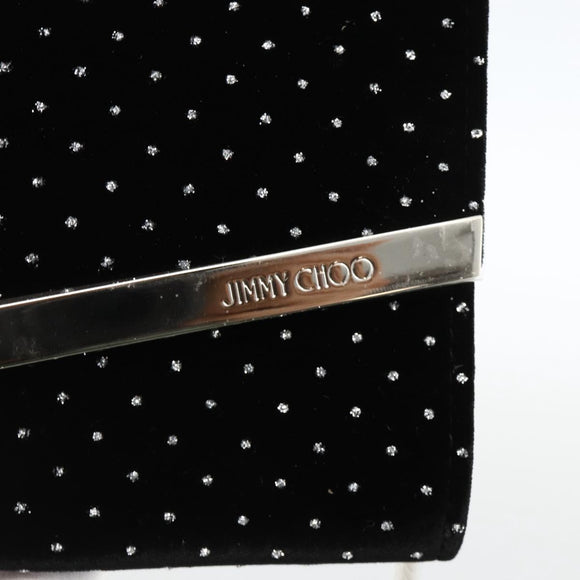 Jimmy Choo Chain Shoulder Bag Velor Black Silver Auth BA12020A