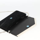 Jimmy Choo Chain Shoulder Bag Velor Black Silver Auth BA12020A-15