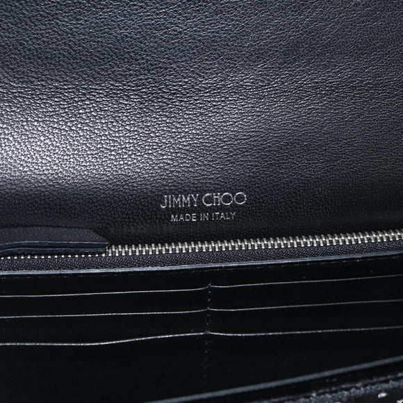 Jimmy Choo Chain Shoulder Bag Velor Black Silver Auth BA12020A