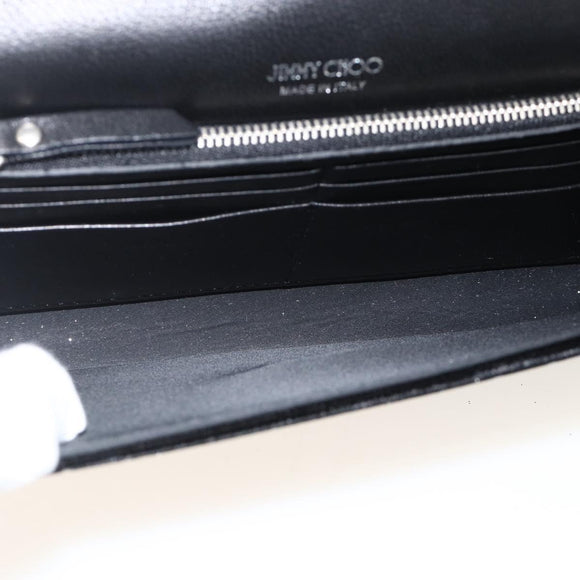 Jimmy Choo Chain Shoulder Bag Velor Black Silver Auth BA12020A