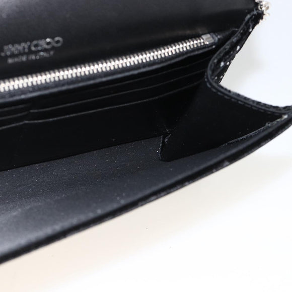 Jimmy Choo Chain Shoulder Bag Velor Black Silver Auth BA12020A