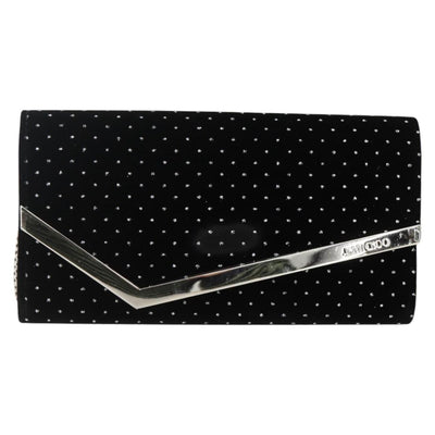 Jimmy Choo Chain Shoulder Bag Velor Black Silver Auth BA12020A - 0