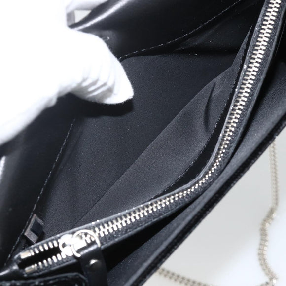 Jimmy Choo Chain Shoulder Bag Velor Black Silver Auth BA12020A