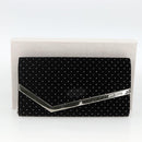 Jimmy Choo Chain Shoulder Bag Velor Black Silver Auth BA12020A-25