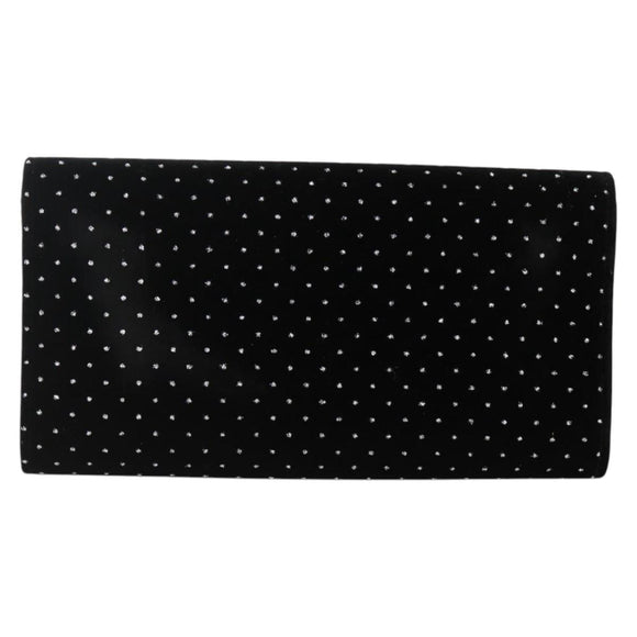 Jimmy Choo Chain Shoulder Bag Velor Black Silver Auth BA12020A