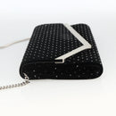 Jimmy Choo Chain Shoulder Bag Velor Black Silver Auth BA12020A-4