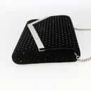 Jimmy Choo Chain Shoulder Bag Velor Black Silver Auth BA12020A-5