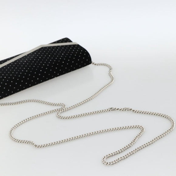 Jimmy Choo Chain Shoulder Bag Velor Black Silver Auth BA12020A