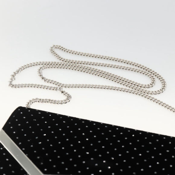 Jimmy Choo Chain Shoulder Bag Velor Black Silver Auth BA12020A