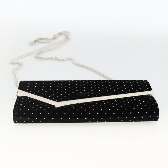 Jimmy Choo Chain Shoulder Bag Velor Black Silver Auth BA12020A