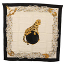 CARTIER Scarf Silk Black White Auth BA12025A-1