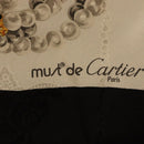 CARTIER Scarf Silk Black White Auth BA12025A-11