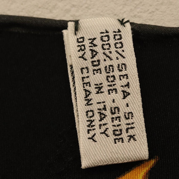 CARTIER Scarf Silk Black White Auth BA12025A