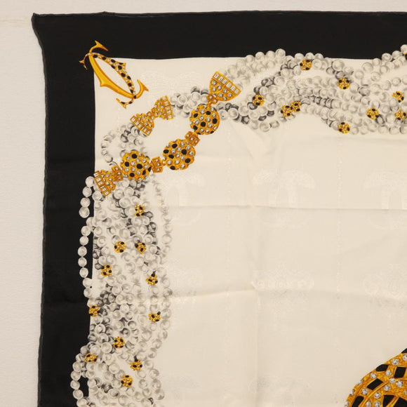 CARTIER Scarf Silk Black White Auth BA12025A