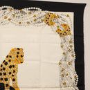 CARTIER Scarf Silk Black White Auth BA12025A-4
