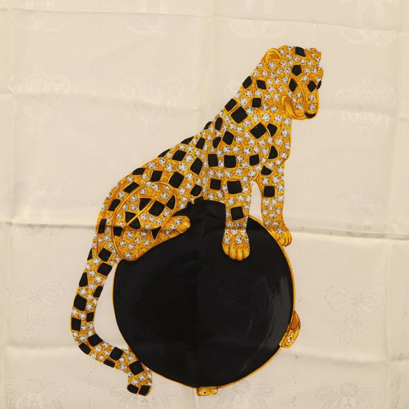 CARTIER Scarf Silk Black White Auth BA12025A