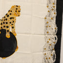 CARTIER Scarf Silk Black White Auth BA12025A-7