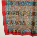 SAINT LAURENT Celine Scarf Silk 2-piece set Gray Red Auth BA12026-11