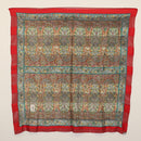 SAINT LAURENT Celine Scarf Silk 2-piece set Gray Red Auth BA12026-13