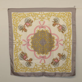 SAINT LAURENT Celine Scarf Silk 2-piece set Gray Red Auth BA12026 - 0