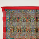 SAINT LAURENT Celine Scarf Silk 2-piece set Gray Red Auth BA12026-9