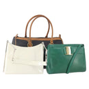 Salvatore Ferragamo Bag Patent leather 3 Set White Black Green Auth BA12027-1