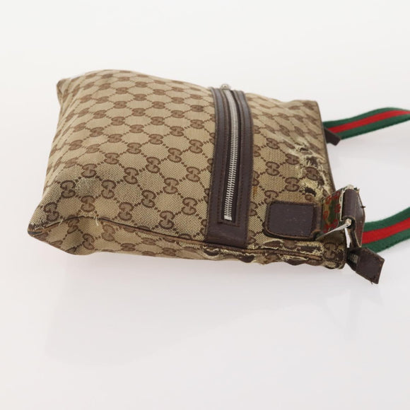 GUCCI GG Canvas Web Sherry Line Hand Bag 3 Set Beige Black Auth BA12030