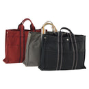 HERMES Fourre Tout MM Hand Bag Canvas 3 Set Red Black gray Auth BA12032-1