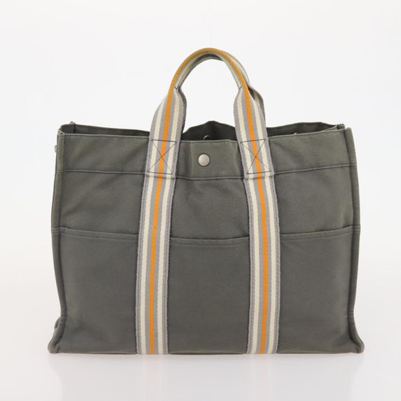 HERMES Fourre Tout MM Hand Bag Canvas 3 Set Red Black gray Auth BA12032