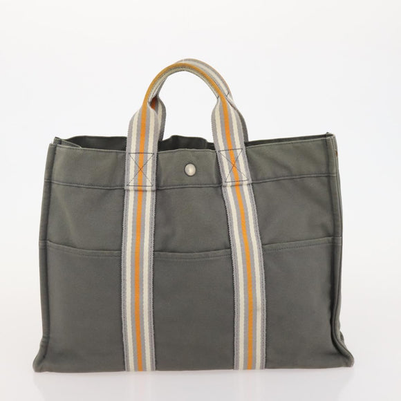HERMES Fourre Tout MM Hand Bag Canvas 3 Set Red Black gray Auth BA12032