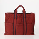 HERMES Fourre Tout MM Hand Bag Canvas 3 Set Red Black gray Auth BA12032-2