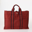 HERMES Fourre Tout MM Hand Bag Canvas 3 Set Red Black gray Auth BA12032-3