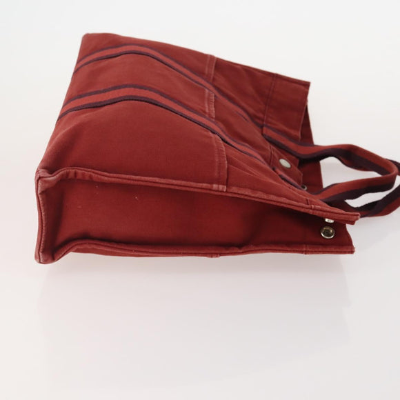 HERMES Fourre Tout MM Hand Bag Canvas 3 Set Red Black gray Auth BA12032