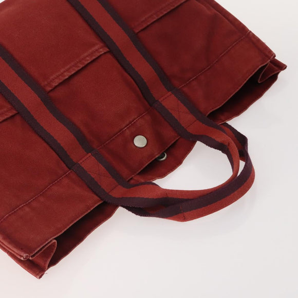 HERMES Fourre Tout MM Hand Bag Canvas 3 Set Red Black gray Auth BA12032