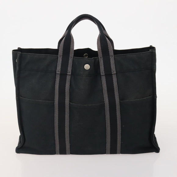 HERMES Fourre Tout MM Hand Bag Canvas 3 Set Red Black gray Auth BA12032
