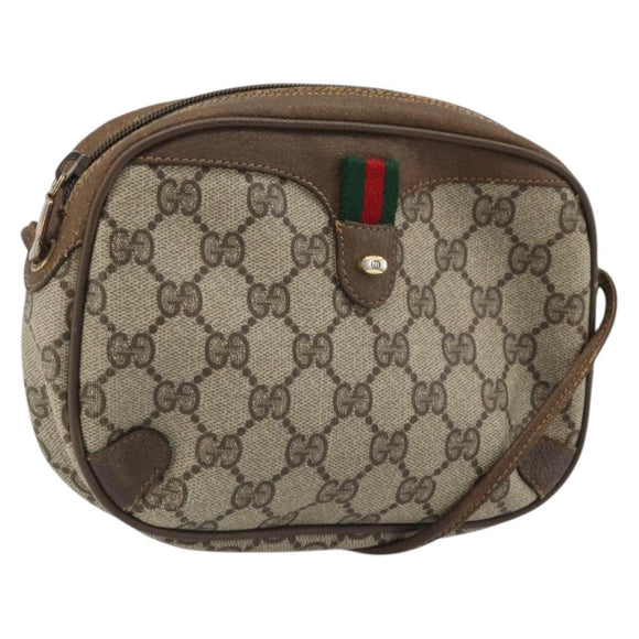 GUCCI GG Supreme Web Sherry Line Bag PVC Beige Gold 89 02 066 Auth BA12034