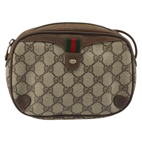 GUCCI GG Supreme Web Sherry Line Bag PVC Beige Gold 89 02 066 Auth BA12034