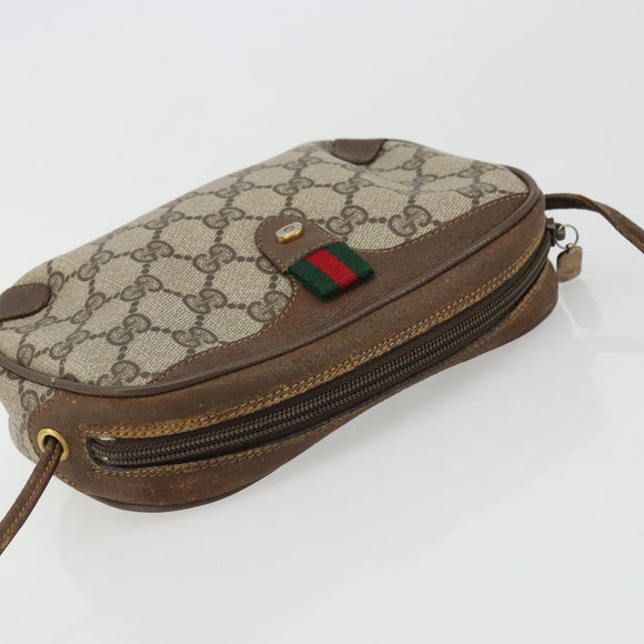 GUCCI GG Supreme Web Sherry Line Bag PVC Beige Gold 89 02 066 Auth BA12034