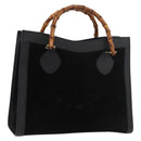 GUCCI Bamboo Hand Bag Suede Black Gold 002 1186 0260 Auth BA12037-1