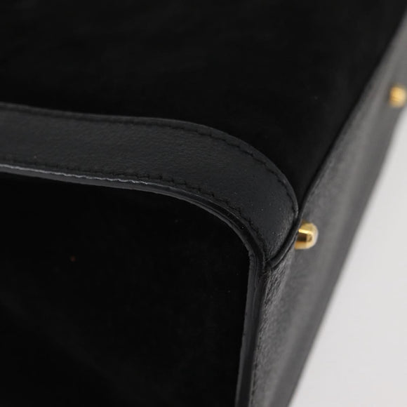 GUCCI Bamboo Hand Bag Suede Black Gold 002 1186 0260 Auth BA12037