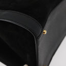 GUCCI Bamboo Hand Bag Suede Black Gold 002 1186 0260 Auth BA12037-15