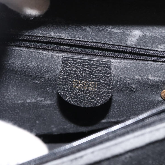 GUCCI Bamboo Hand Bag Suede Black Gold 002 1186 0260 Auth BA12037