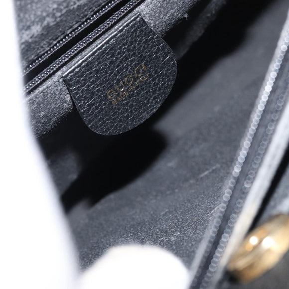 GUCCI Bamboo Hand Bag Suede Black Gold 002 1186 0260 Auth BA12037