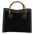 GUCCI Bamboo Hand Bag Suede Black Gold 002 1186 0260 Auth BA12037-2