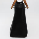 GUCCI Bamboo Hand Bag Suede Black Gold 002 1186 0260 Auth BA12037-3